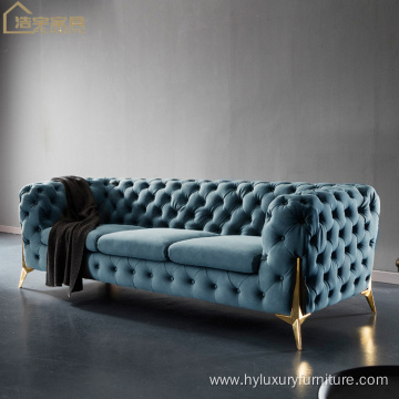 american velvet chesterfield sofa set living room furniture
